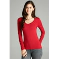 thumbnail image 4 of Emmalise Women's Casual Basic V-Neck Tshirt Long Sleeves Tee Top - Junior and Plus Sizes, 4 of 7