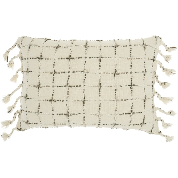 Nourison Life Styles Distressed Natural Decorative Throw Pillow , 14"X20"