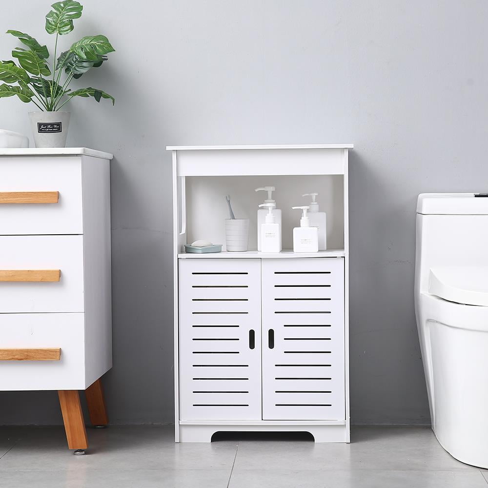 Ubesgoo Bathroom Floor Storage Cabinet Free Standing Kitchen Cupboard Wooden Storage Cabinet With 2 Doors Office Furniture White Walmart Com Walmart Com