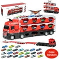 thumbnail image 3 of Mega Hauler Truck with Ejection Race Track, Big Truck with 6 Cars, Folding Storage Race Track Deformation Catapult Truck with Music Function,Car Transporter Truck Toy Set Birthday Gift  for Kids 3+, 3 of 11