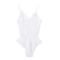 thumbnail image 1 of VISgogo Lencería de peluche para mujer, Body de una pieza Babydoll, Ropa de dormir con escote en V profundo y elástico hueco de encaje, Ropa de dormir sexy con tirantes VISgogo  moda, 1 of 5