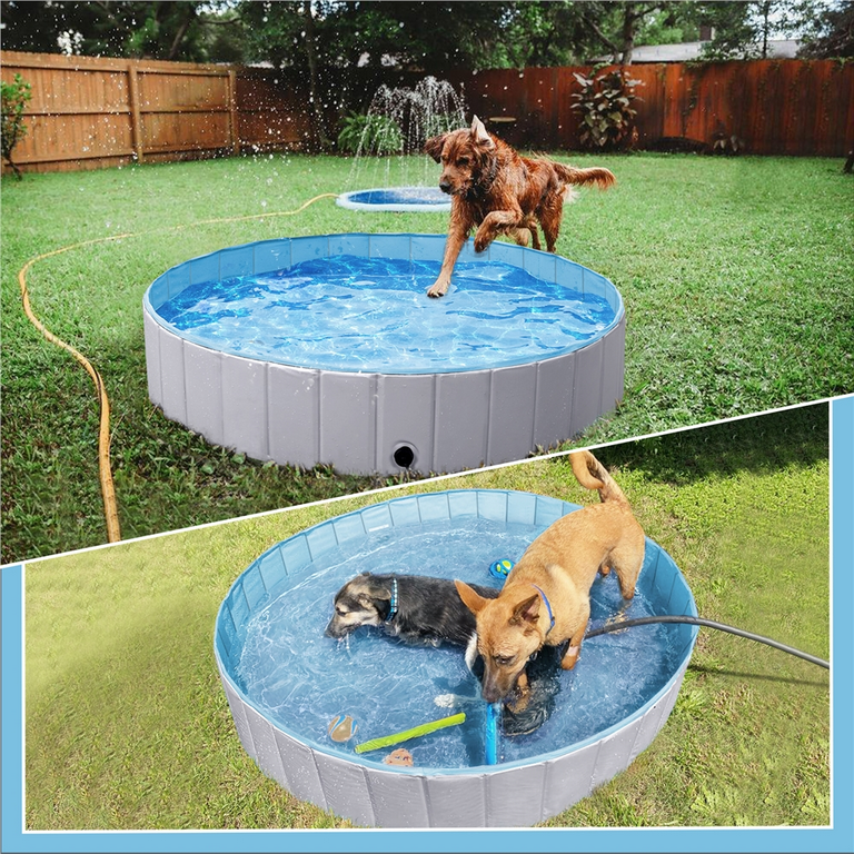 Topeakmart Foldable Pet Swimming Pool PVC Water Pond for Dogs Cats Kids Gray XL 55