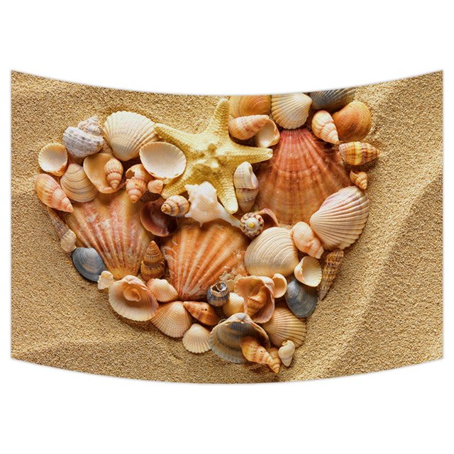ABPHQTO Made Love Heart Of Sea Shells Starfish Beach Tapiz Colgante de pared, Arte de la pared, Decoración de dormitorio, Tapices de pared Tamaño 100x150 cm ABPHQTO QB-QQQ-31-40x60