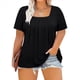 thumbnail image 2 of Tops de Talla Grande para Mujer, Corta, Cuello Cuadrado, Túnica Holgada de Verano para Leggings. Negro 4XL, 2 of 7