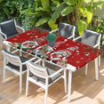 thumbnail image 2 of Red Gnomes Christmas Table Cloths for 5 Foot Rectangle Tables, Xmas Ball Gifts Snowflake Patio Waterproof Elastic Fitted Tablecloths, Washable Rectangular Table Cover for Camping, 2 of 8