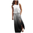 thumbnail image 1 of B91xZ 2024 Robes d'Été Décontractées pour Femmes Sans Manches Col Rond Taille Haute à Volants Robe Trapèze Mini, Noir TG, 1 of 5