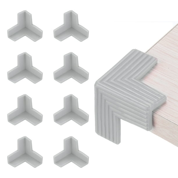 Protectores de esquina Uxcell 8Pcs Protectores de esquina de mesa Guardias de esquina de muebles y parachoques de bordes (forma 3D, gris)