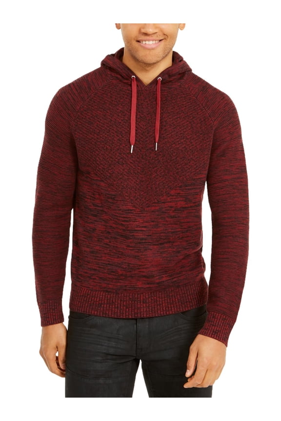 Mens Monster Ribbed Knit Pullover Hooded Sweater Red S