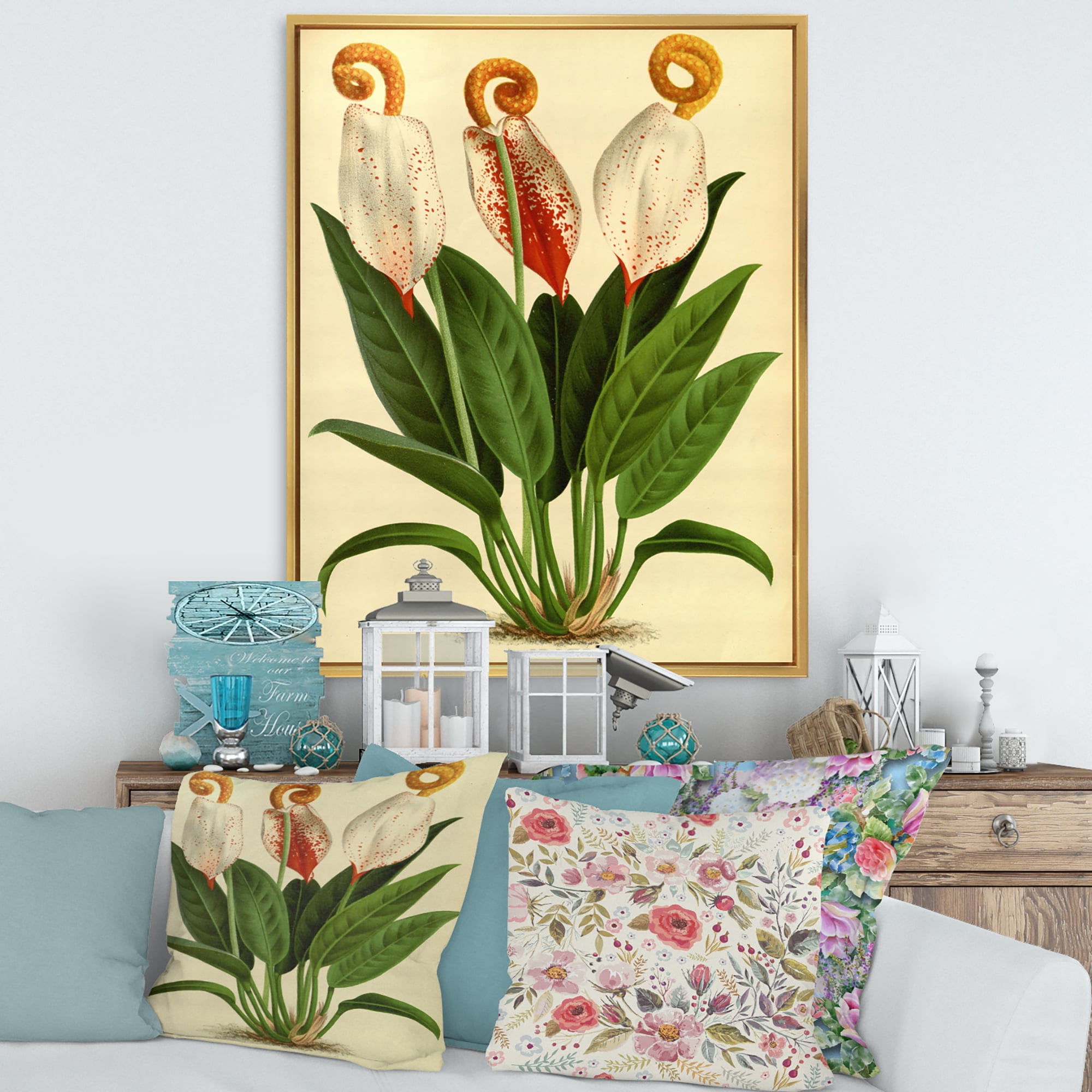 Designart 'Retro Wildflowers' Farmhouse Framed Canvas Wall Art Print