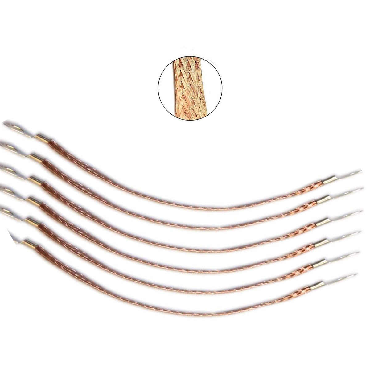 10 Pieces, Terminal Copper National Standard Braided Ground Wire/6 Square; Length About 6 Inches (150 Mm); Hole Distance: 16 Mm