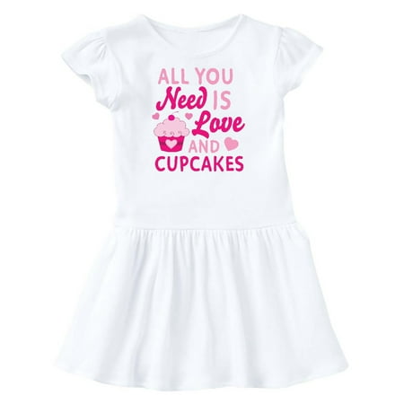 

Inktastic Valentines Day All you Need is Love and Cupcakes Gift Toddler Girl Dress