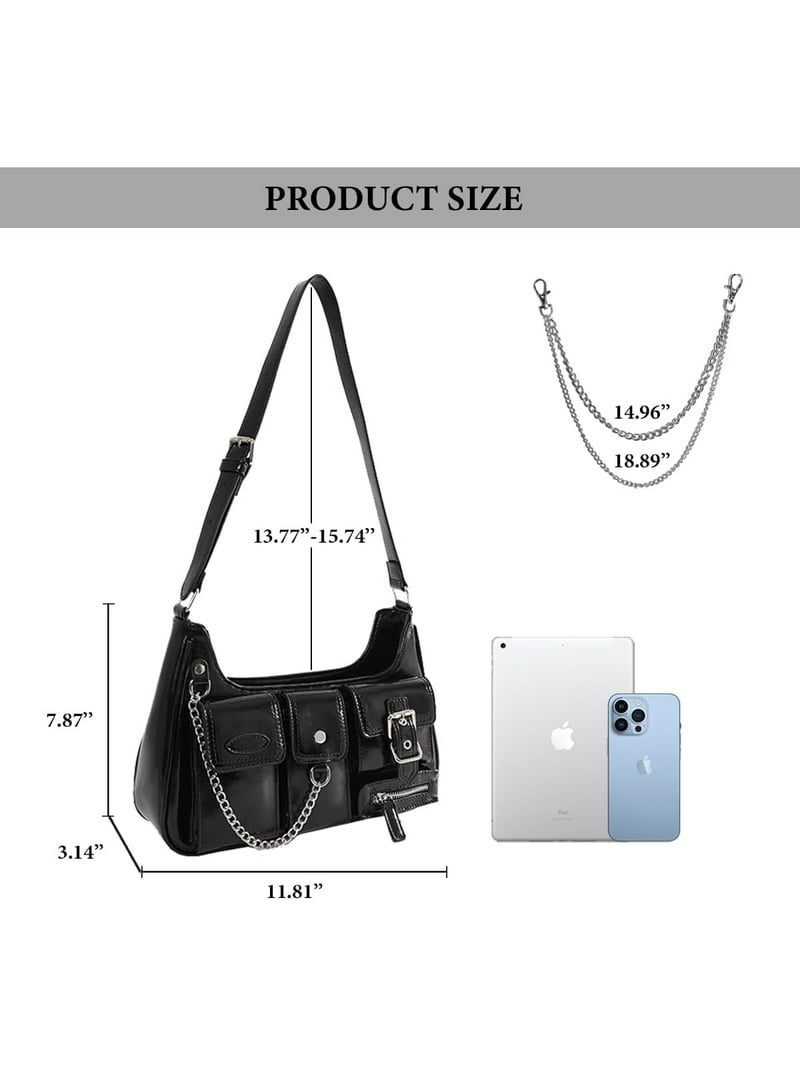 Fashion Black Goth Purse for Women Multi-Pockets Biker Y2k Punk