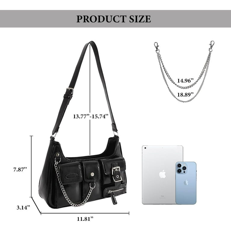 Fashion Black Goth Purse for Women Multi-Pockets Biker Y2k Fashion Black Goth Purse for Women Multi-Pockets Biker Y2k