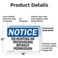 thumbnail image 2 of (2 Pack) No Hunting Or Trespassing Without Permission OSHA Notice Sign 18 Inch X 12 Inch Plastic Sign, Weather Resistant, UV Protected for Workplace, Business, and Construction Site,, 2 of 8