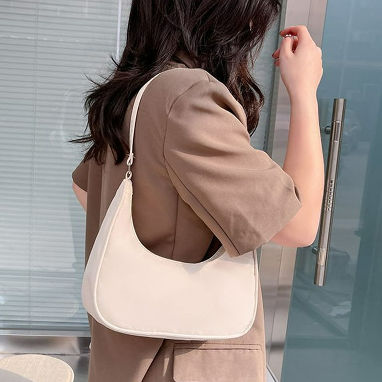 Women s Nylon Underarm Bag Shoulder Bag Tote Bag Vintage 90s Shoulder Bag Handbag White