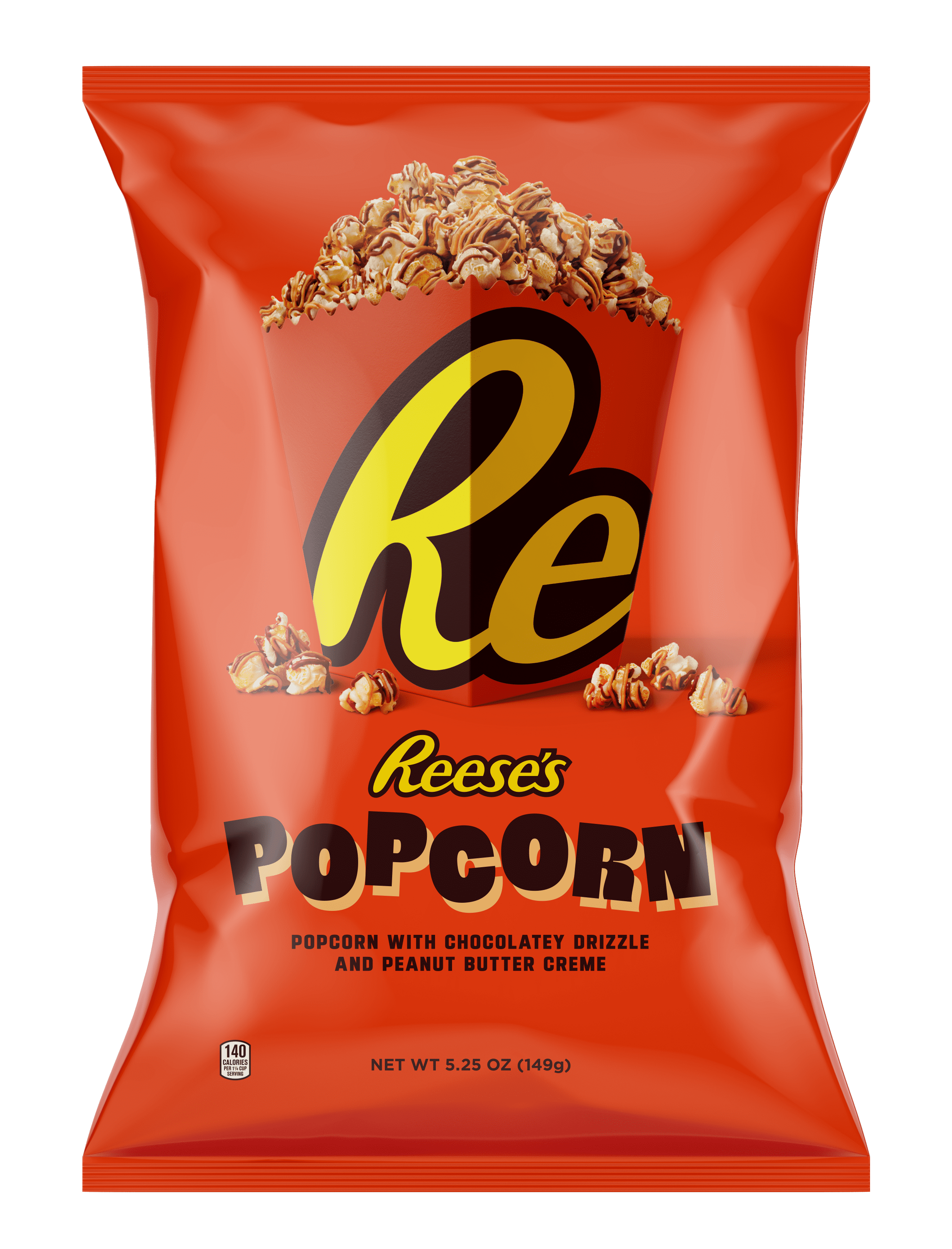 (6 pack) Reese's Peanut Butter Chocolate Drizzled Popcorn Snack, 5.25 oz Sharing-Size Bag