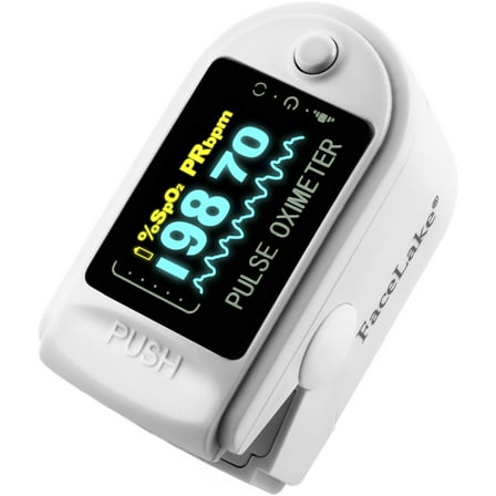 FaceLake FL-350 Pulse Oximeter, with Carrying Case & Batteries, White