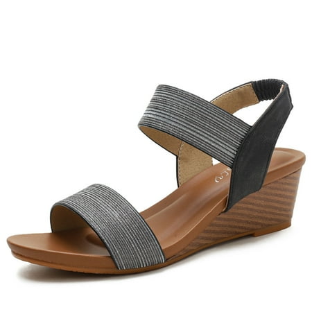 

Women Wedge Heel Platform Sandals Buckle Peep Toe Shoes Summer Beach Casual Sandal Sparkly Chunky Heel Pump Sandals