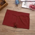 thumbnail image 5 of JanJean Girls V Cross Waist Short Leggings Bike Dance Tumbling Athletic Gymnastics Shorts Activewear Burgundy 16, 5 of 6