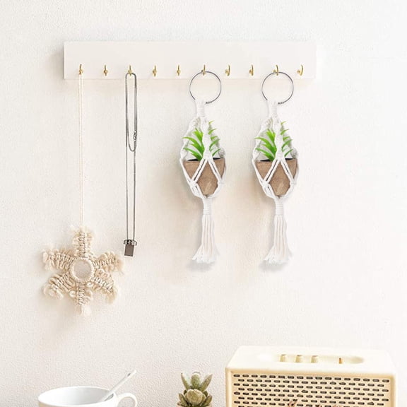 ETEREAUTY 2Pcs Cotton Flowerpot Bag Hanging Basket with Tassel Design for Home Decor