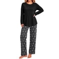 thumbnail image 3 of UVN Women Pajamas Sets Long Sleeve 2 Piece Lounge Set Casual Crewneck Sleepwear Tops and Long Printed Pants Soft Pjs Outfits with Pockets, 3 of 11