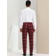 thumbnail image 5 of Pantalones de tela escocesa para hombre, ajuste regular, parte delantera plana, trabajo, baile de graduación, pantalones a cuadros rojo S, 5 of 6