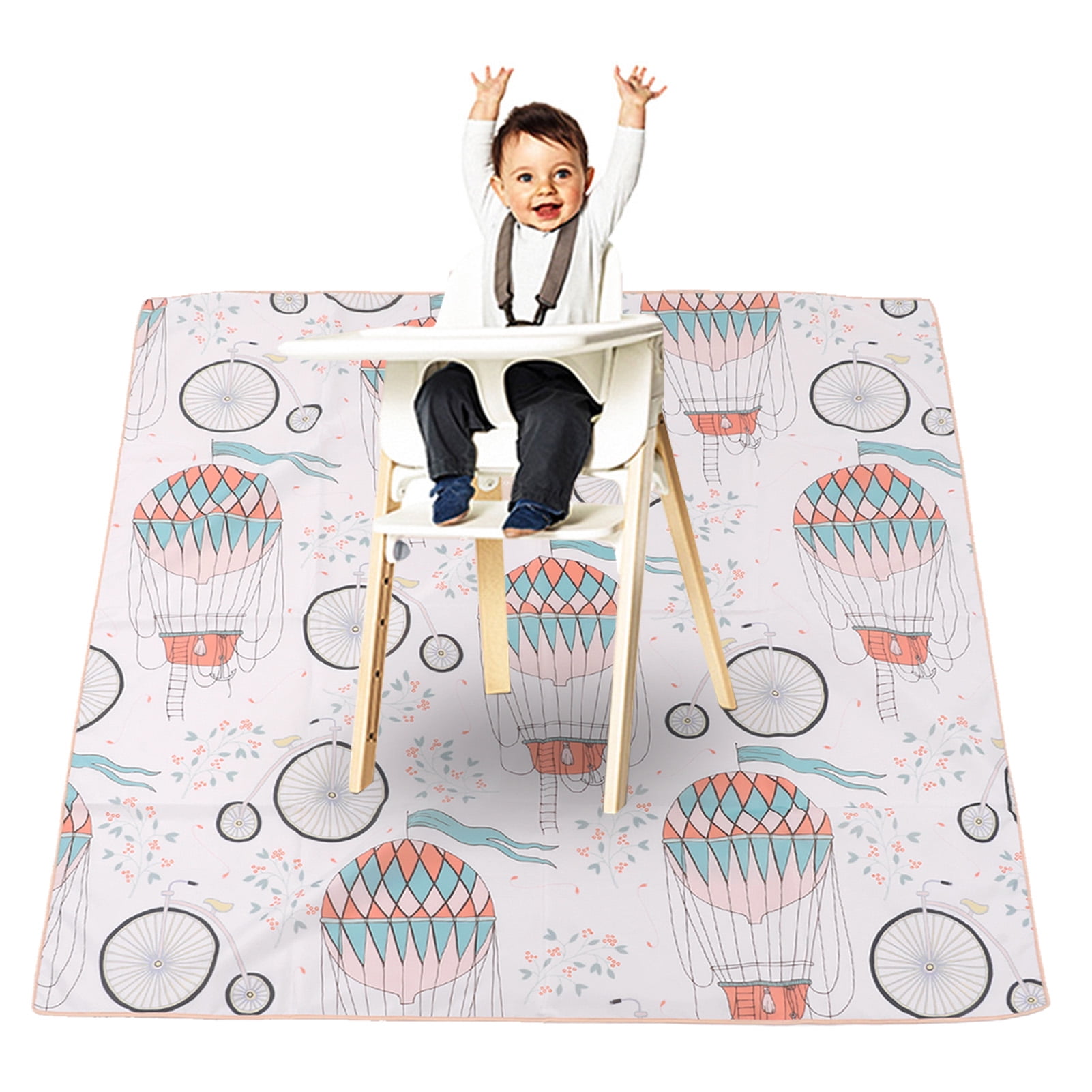 Tapis De Sol Pour Chaise Haute Bébé, Motif Multifonctionnel Mignon Doux Antidérapant Pour Éclaboussures De Nourriture Imperméable Résistant Aux Taches