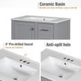 thumbnail image 5 of Bathroom Vanity with Sink, 30 inch Bathroom Vanity with Sink, Bathroom Sink Vanity with 3 Drawers and Cabinet, Built-in Soft Closing Door, Freestanding Bathroom Vanity Cabinet for Bathroom, Grey, 5 of 8