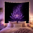 thumbnail image 2 of Luminous Purple Lotus in Starry Night Sky Mystical Celestial Art for Meditation Enthusiasts Ethereal Space Decor Housewarming Gift Tapestry Wall Hanging for Bedroom and Living Room, 2 of 7