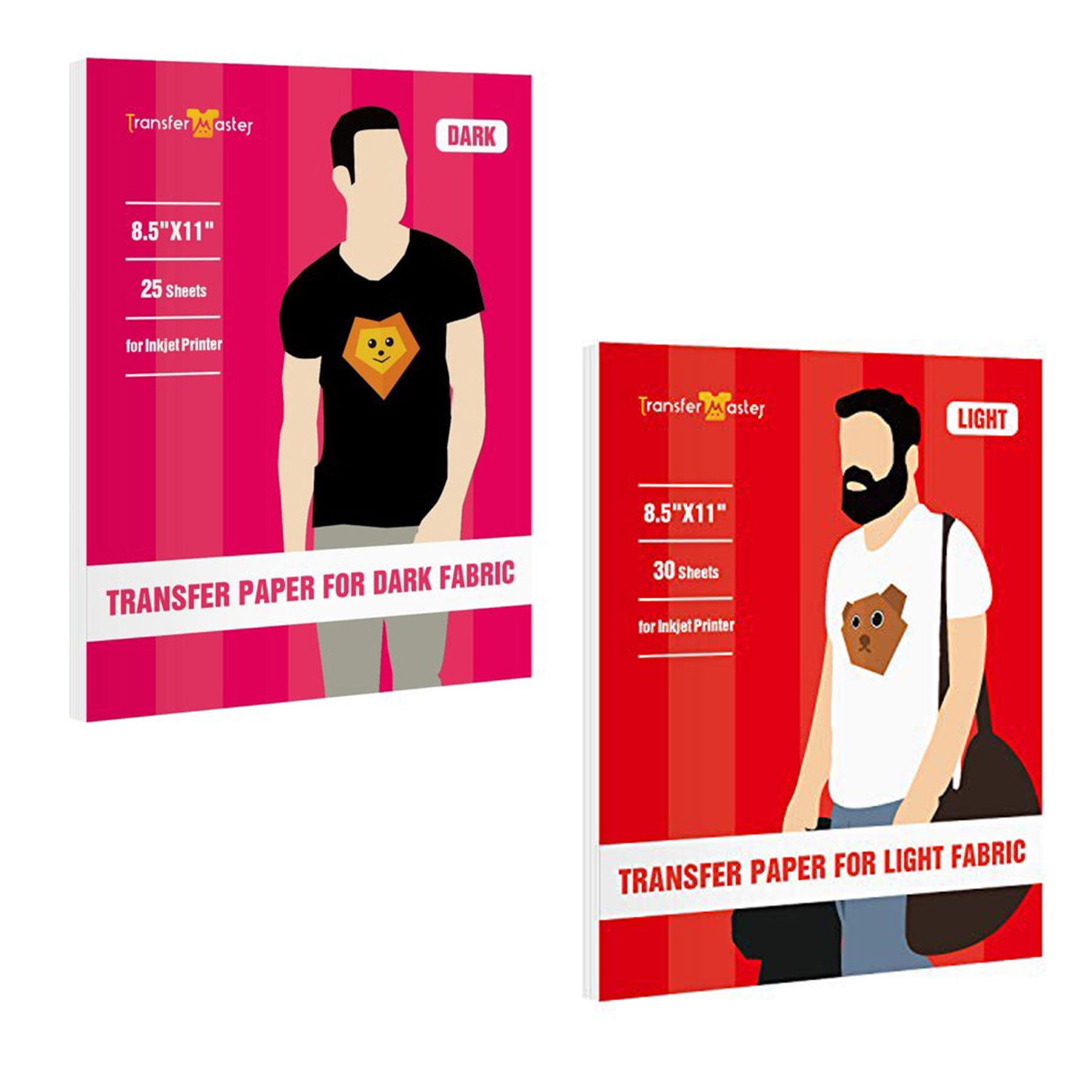 55 Sheets Mixed Inkjet Ironon Transfer Paper for Dark + Light Color