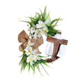 thumbnail image 1 of Guirnalda de Pascua con forma de cruz y lazo de ratán, adorno colgante, 1 of 5