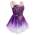 thumbnail image 2 of IBTOM CASTLE Women Ice Figure Skating Dress Ballet Dance Leotard Gymnastics Sequin Embroidery Gradient Chiffon Dress Dancewear L Purple, 2 of 8