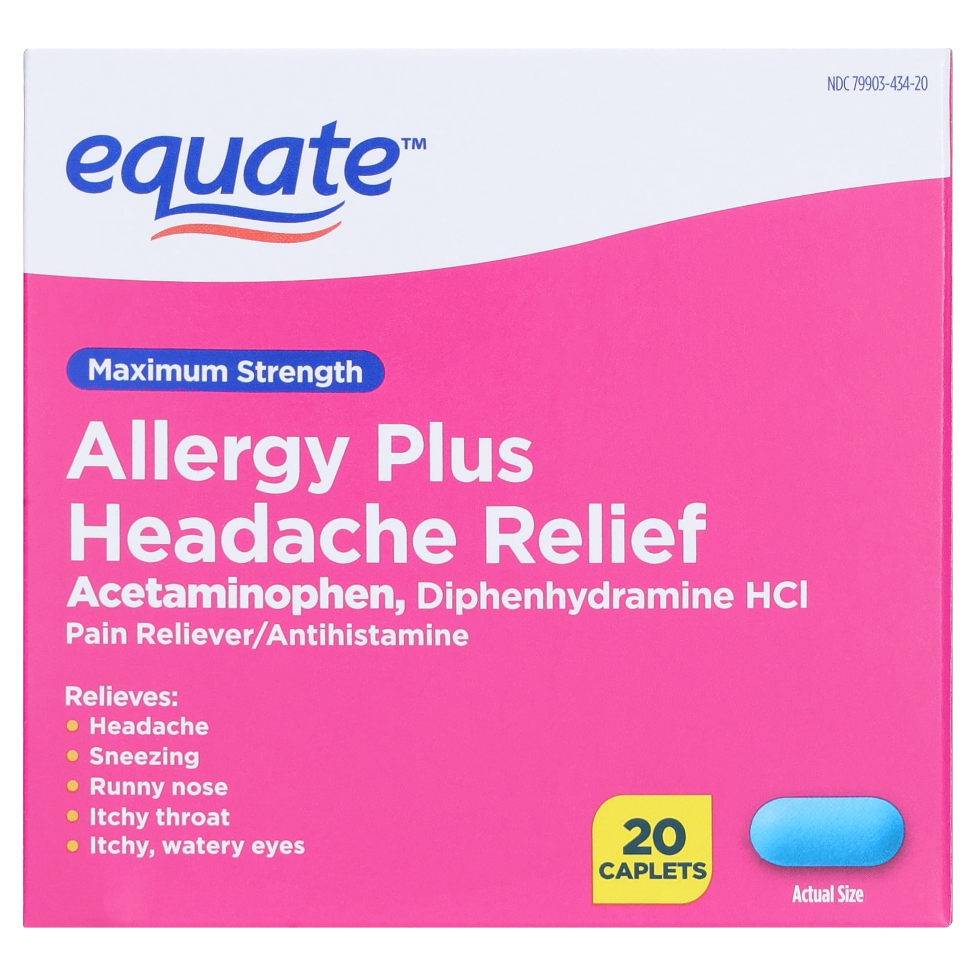 EQ Severe Allergy Plus Headache Relief Medicine - 20 Count