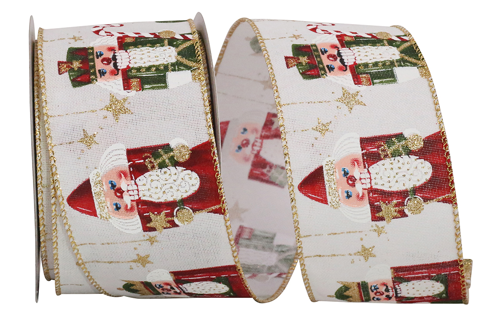 Reliant Ribbon 93551W00140F, Nutcracker Sparkle Linen Wired Edge