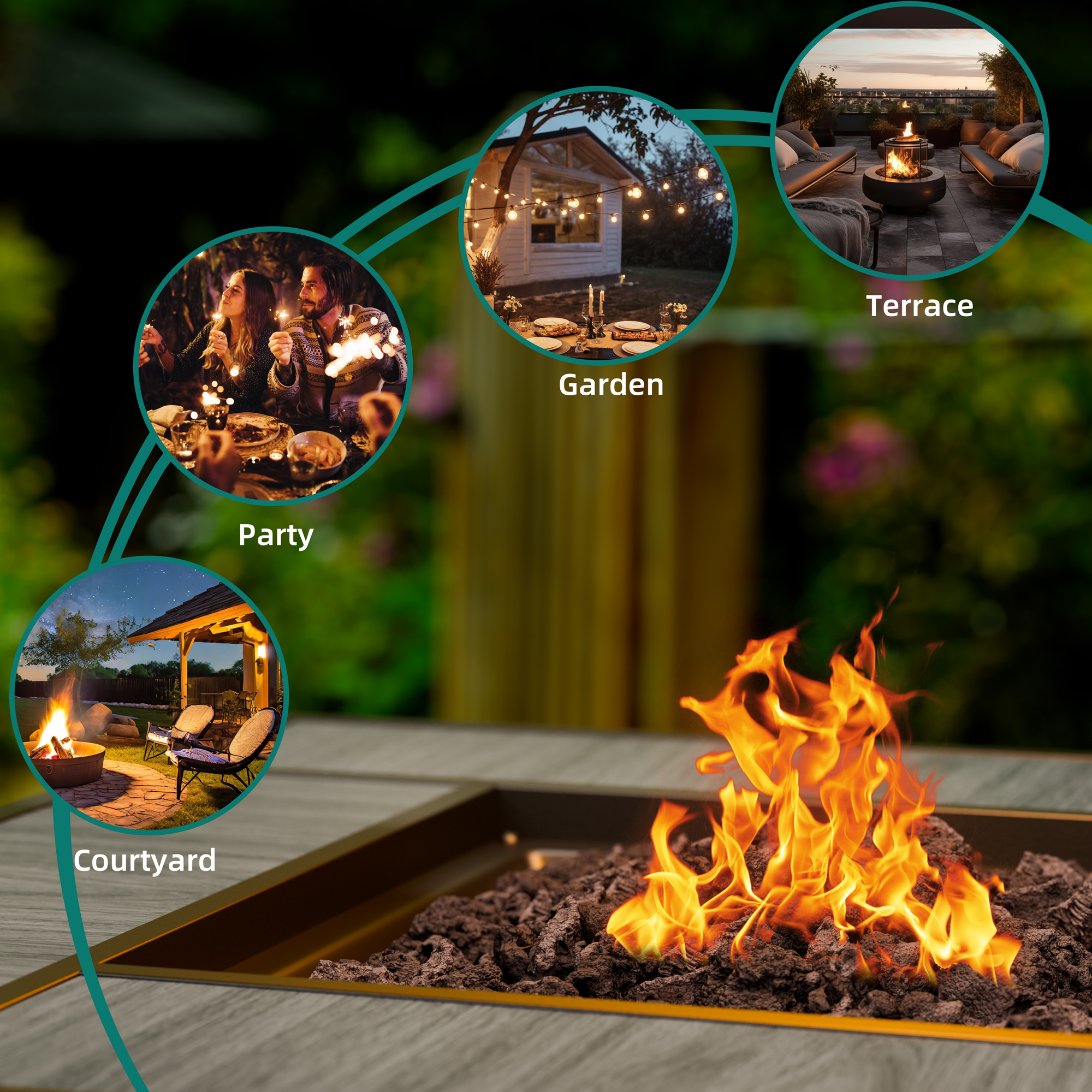 Walsunny 30" Propane Gas Fire Pit Table 50,000 BTU Square Outdoor Wicker Grey - image 2 of 9