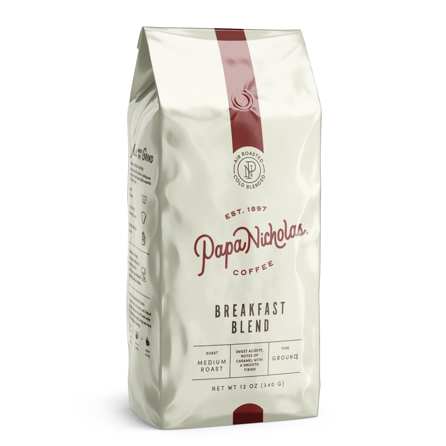 PapaNicholas Coffee Breakfast Blend Ground 12oz Bag, Medium Roast