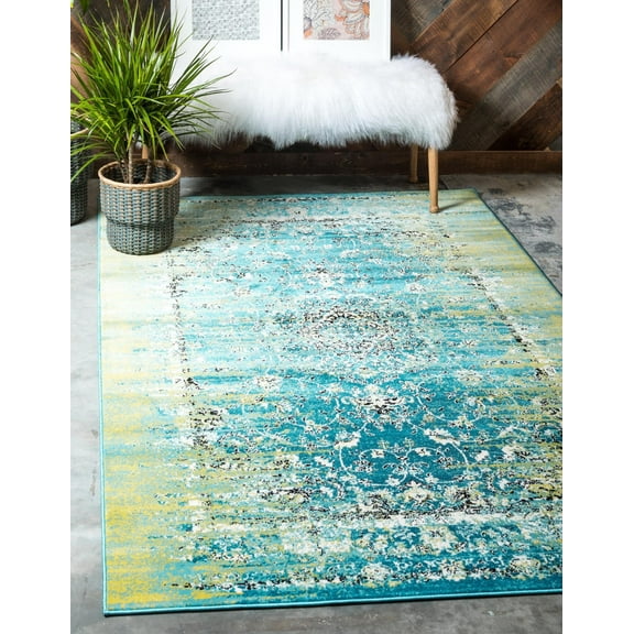 Unique Loom Imperial Collection Area Rug - Sultan (2' x 3' 1" Rectangle Blue/Light Green)