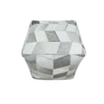 thumbnail image 3 of Ivory and Gray Genuine Leather Pouf | Comfortable Chair or Footrest | TRD126, 3 of 5