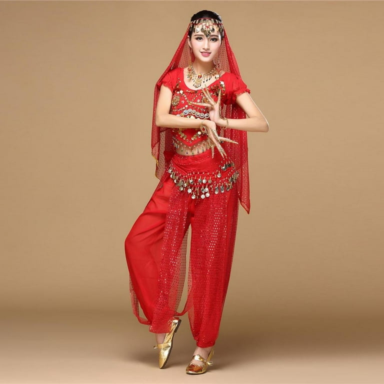 Ichuanyi Womens Tops, Summer Clearance Women Belly Dance Outfit Costume  India Dance Clothes Top+Pants 