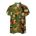thumbnail image 4 of Women's Casual V-Neck Boho Floral Tops Ruffle Short Sleeve Blouse Pleated Babydoll T Shirt Green,L, 4 of 5