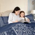 thumbnail image 4 of meiyoeat Nautical Floral King Size Comforter Sets For Men Women,Navy Print Comforters King Size,Blue White,Navy Blue Reversible,3 Pieces,1 Comforter and 2 Pillowcases, 4 of 7