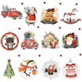 thumbnail image 2 of 12 Pack Christmas Wooden Ornaments Set, Christmas Theme Wood Hanging Crafts Decoration with Rope, Wood Slices Xmas Hanging Ornament Pendant Holiday Decoration for Christmas Tree Party Decor, 2 of 2