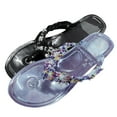 thumbnail image 3 of B91xZ Womens Flat Sandals Glitter Rhinestone Strap Open Toe Flat Sandals Sparkle Slide Slippers,Black 9, 3 of 5