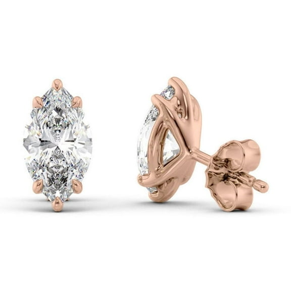 IGI Certified 0.5 Ct Marquise Cut Lab-Grown Diamond Stud Earrings – 14K Rose Gold | Women's Earrings
