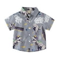 thumbnail image 2 of Gubotare Toddler Button Down Shirt Little & Big Boys Hawaiian Shirts Short Sleeve Summer Beach Tropical Casual Shirts Top for Kids (Grey,Size 4-5 Years), 2 of 4
