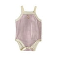 thumbnail image 2 of BRGZLK Baby Romper, Boys Girls Trendy Plaid Printed Round Neck Sleeveless Jumpsuit Newborn Summer Breathable Cotton Onesie Purple 3-6 Months, 2 of 4