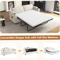thumbnail image 4 of Corduroy Convertible Sofa Bed with Full Mattress, USB Charging, Cup Holders & Storage for Modern Living Room, Beige, 4 of 10