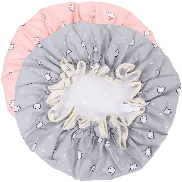 MasteelfCA 2Pcs Elastic Shower Caps Adorable Double Layers Bathing Shower Hat Hair Protection Hats