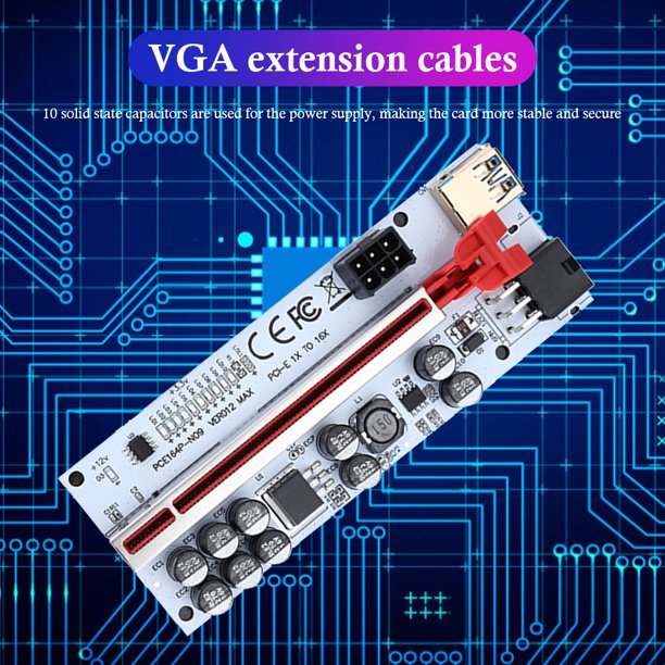 VER012 Max PCI-E Riser PCI Express 1x 16x Adaptador PC Cable de extensión (Rojo)