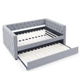 thumbnail image 4 of Solid and Stable Daybed with Trundle Upholstered Tufted Sofa Bed, with Button and Copper Nail On Square Arms,Full Daybed & Twin Trundle(85"X57"X31,5") (Grey), 4 of 12